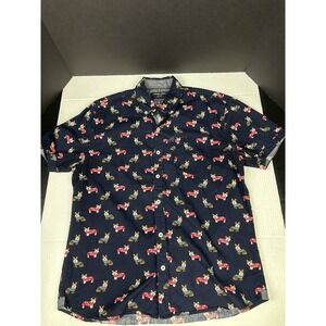 NICKEL AND IRON MENS CORGI DOG THEME CHRISTMAS THEME SHIRT Sz Lrg NAVY BLUE‎